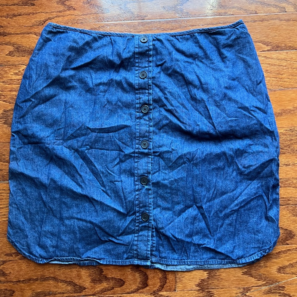 Denim Button-Front Mini Skirt